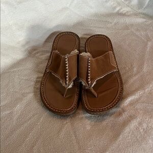 UGG Tan Leather flip flops
